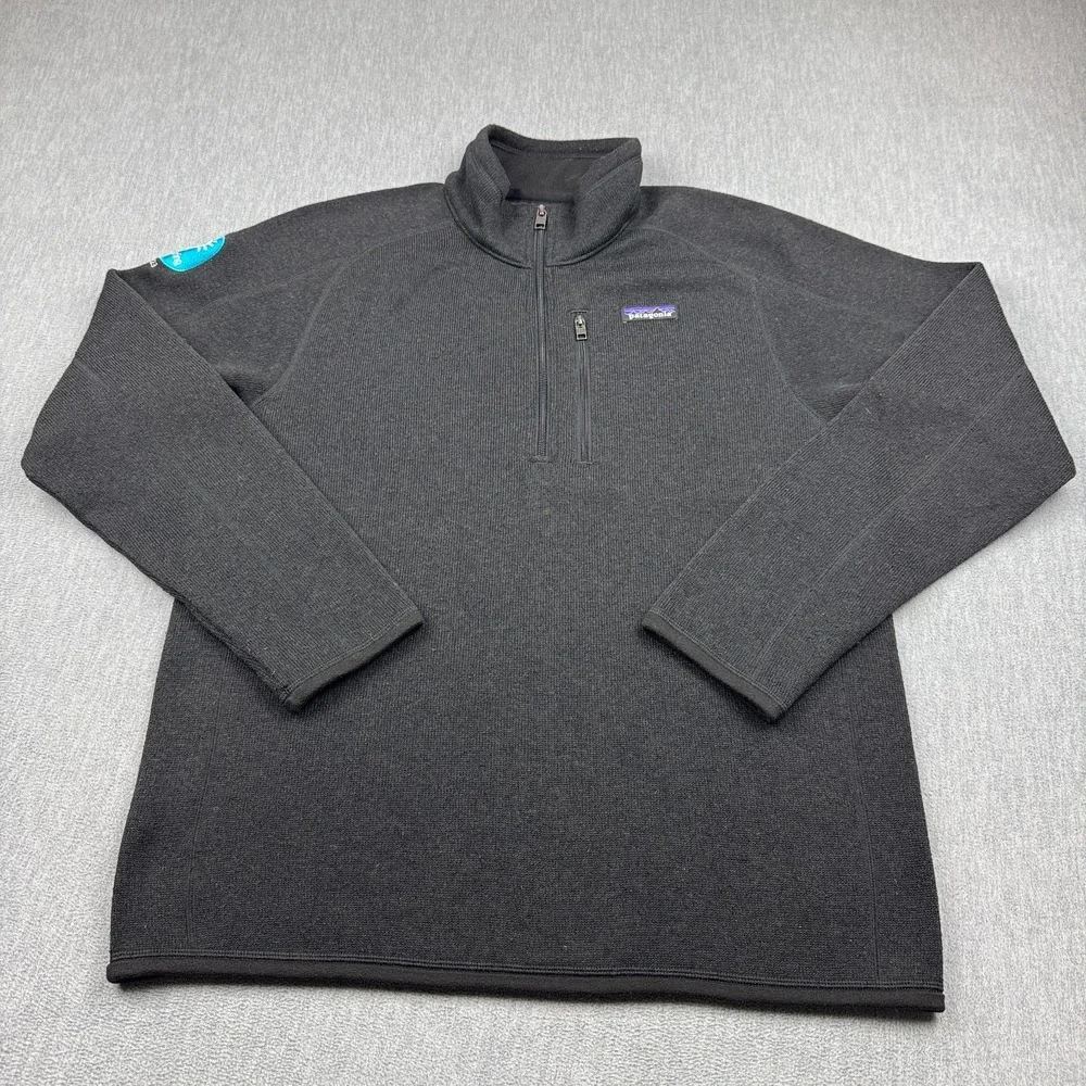 Patagonia Better Sweater Jacket Mens Medium Black 1/4-Zip Fleece Logo 25523